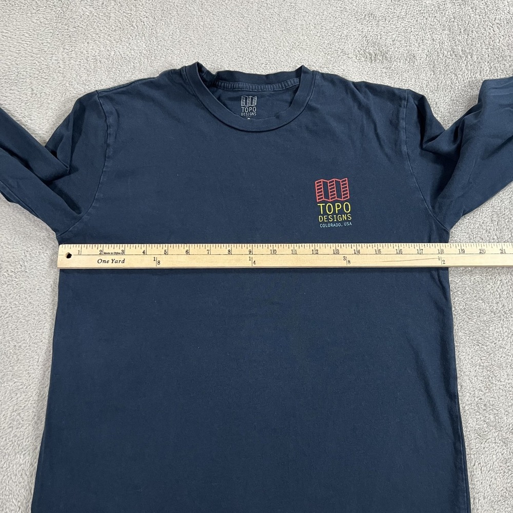 Topo Designs Shirt Mens Small Blue Long Sleeve Tee Colorado USA Casual - Picture 7 of 11